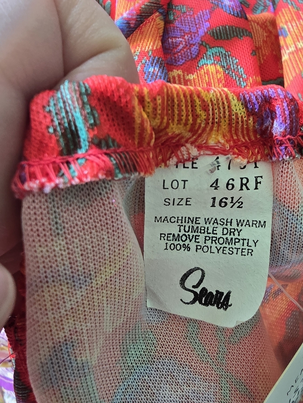 Vintage 1970s Sears Floral Psychedelic Pinafore Apron Dress Red Orange 16.5 - Picture 12 of 14